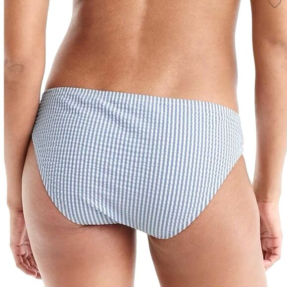 J. Crew Hipster Bikini Bottom in Seersucker Blue Stripe Women's Medium $59 BF116 - Picture 3 of 6